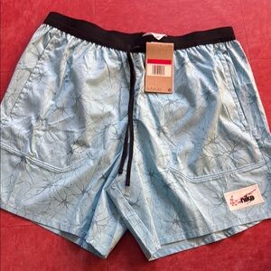 Nike Blue and Black Athletic Shorts with Elastic Waistband